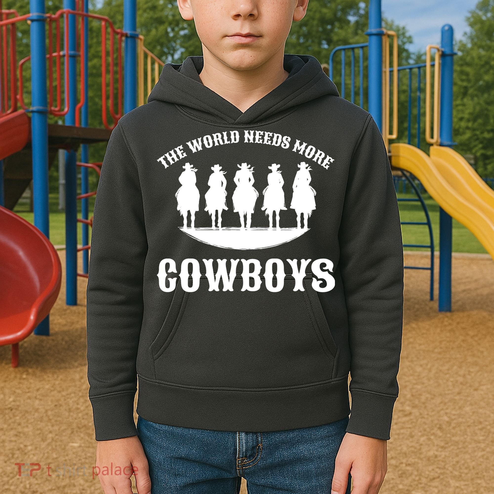The World Needs More Cowboys Kids Hoodie