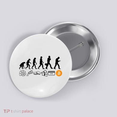 The Human Evolution Of Money Bitcoin Button