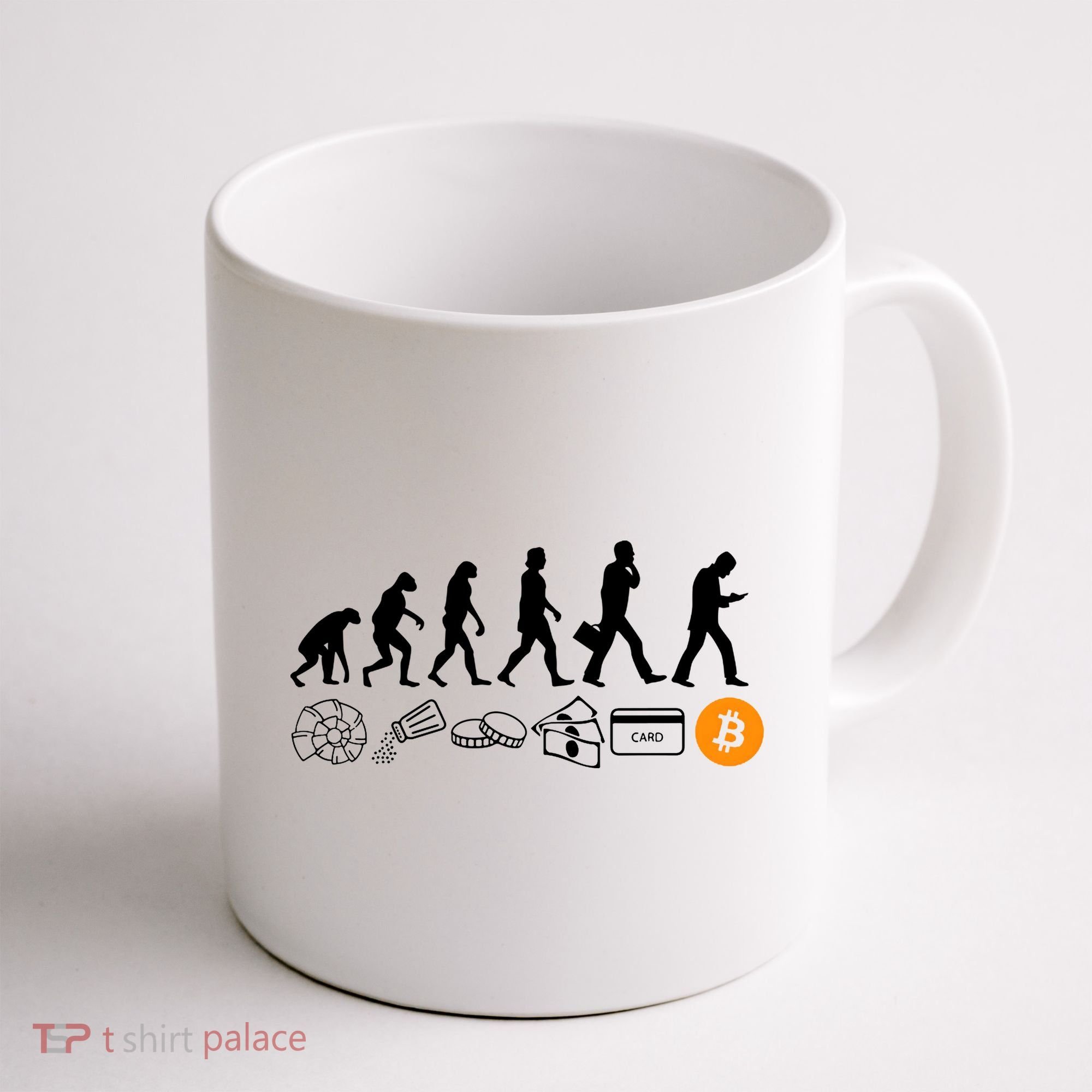 The Human Evolution Of Money Bitcoin Coffee Mug