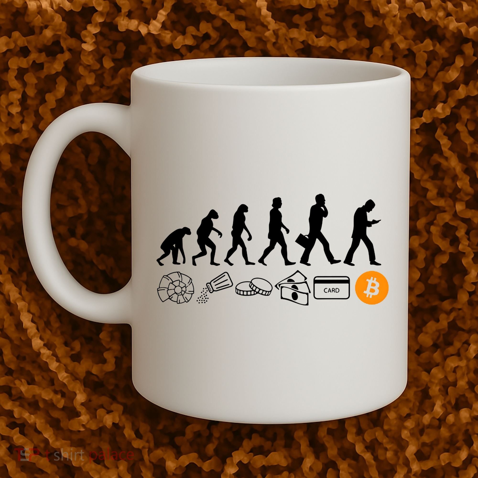The Human Evolution Of Money Bitcoin Coffee Mug
