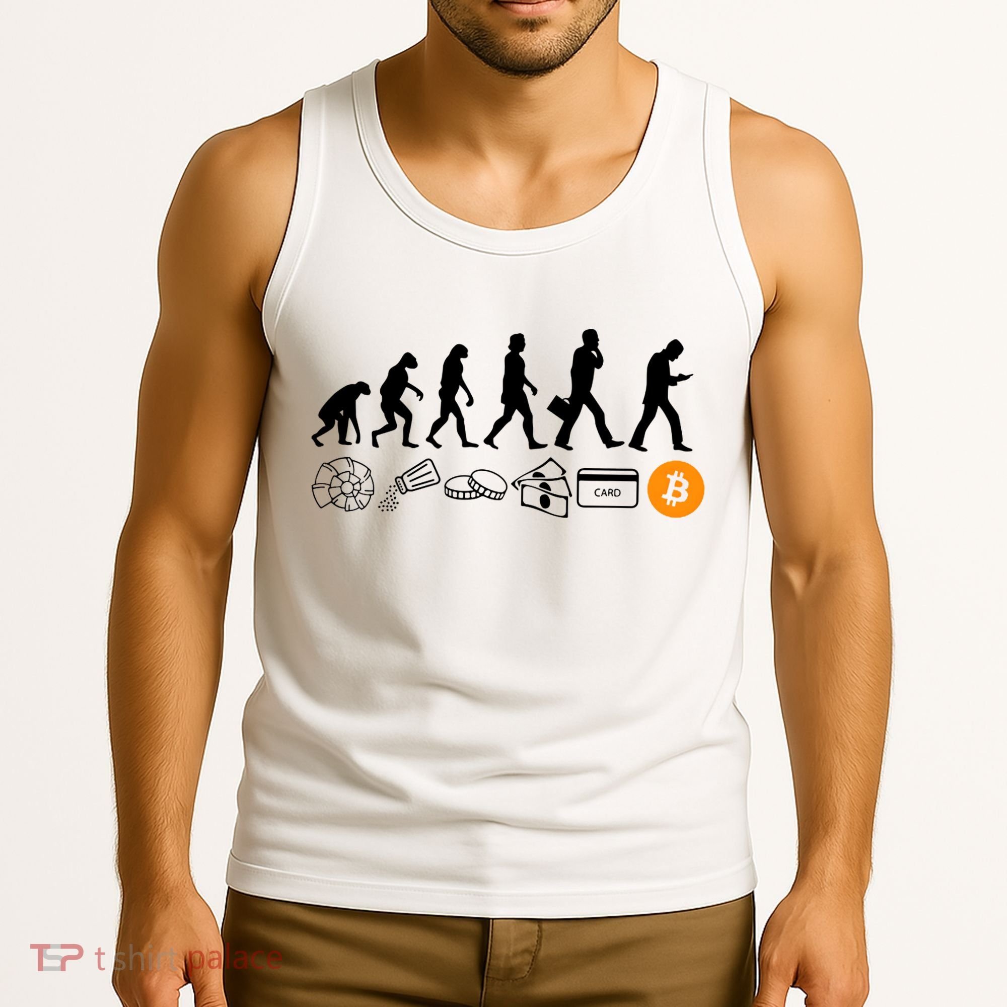 The Human Evolution Of Money Bitcoin Tank Top