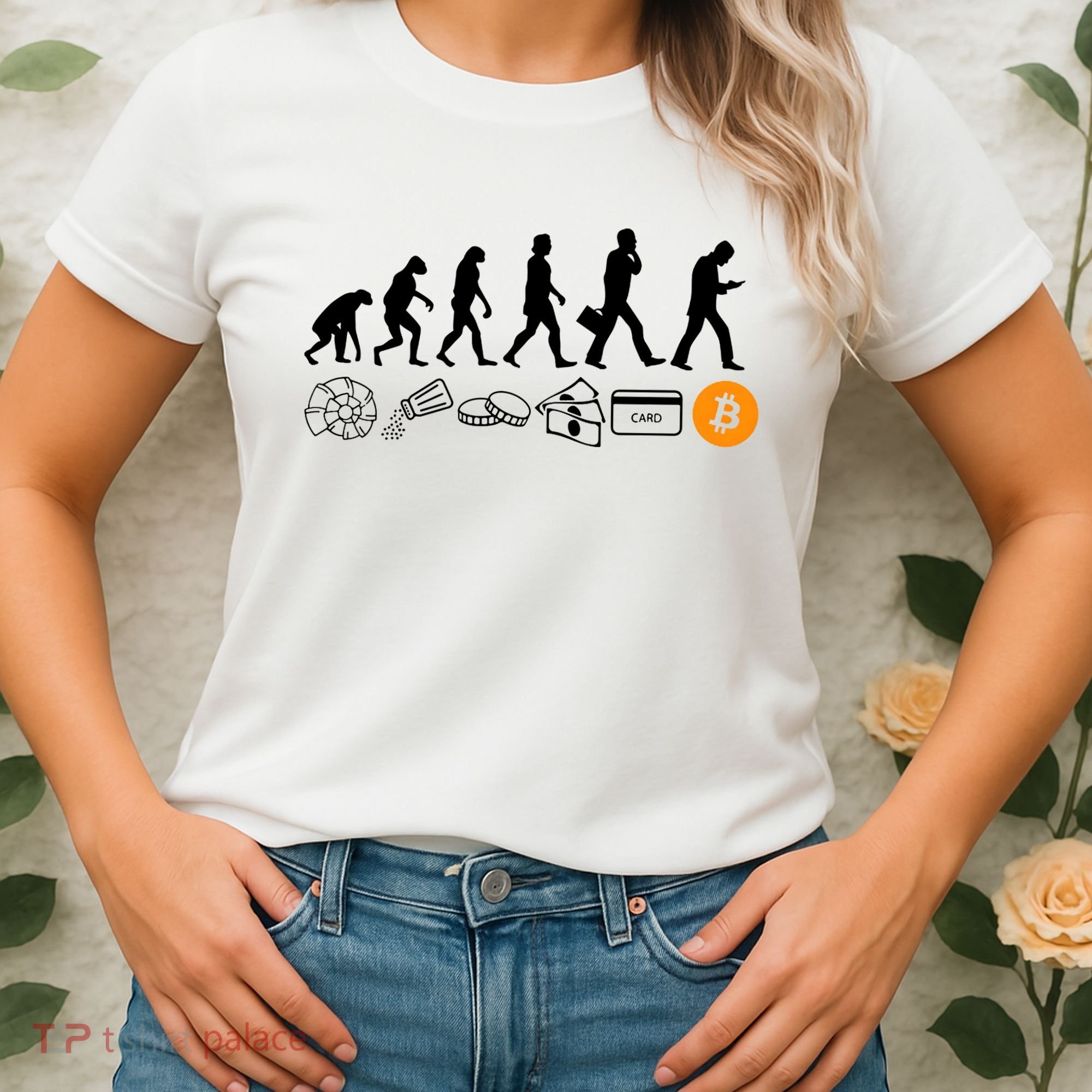 The Human Evolution Of Money Bitcoin Women's T-Shirt