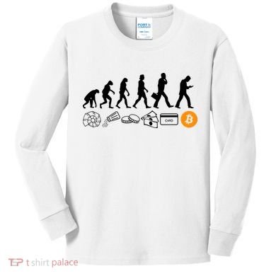 The Human Evolution Of Money Bitcoin Kids Long Sleeve Shirt