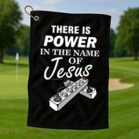 There Is Power In The Name of Jesus Golf Towel thumb 1