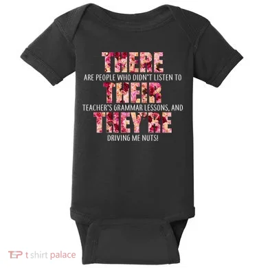 There Their They're Grammar Lessons Baby Bodysuit