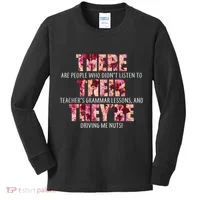 There Their They're Grammar Lessons Kids Long Sleeve Shirt thumb 0