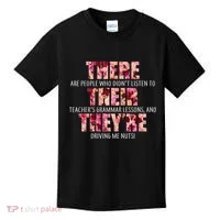 There Their They're Grammar Lessons Kids T-Shirt thumb 0