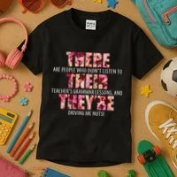 There Their They're Grammar Lessons Kids T-Shirt thumb 3