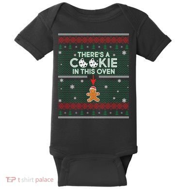 There's A Cookie In This Oven Ugly Christmas Sweater Baby Bodysuit