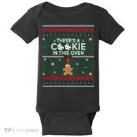 There's A Cookie In This Oven Ugly Christmas Sweater Baby Bodysuit thumb 0