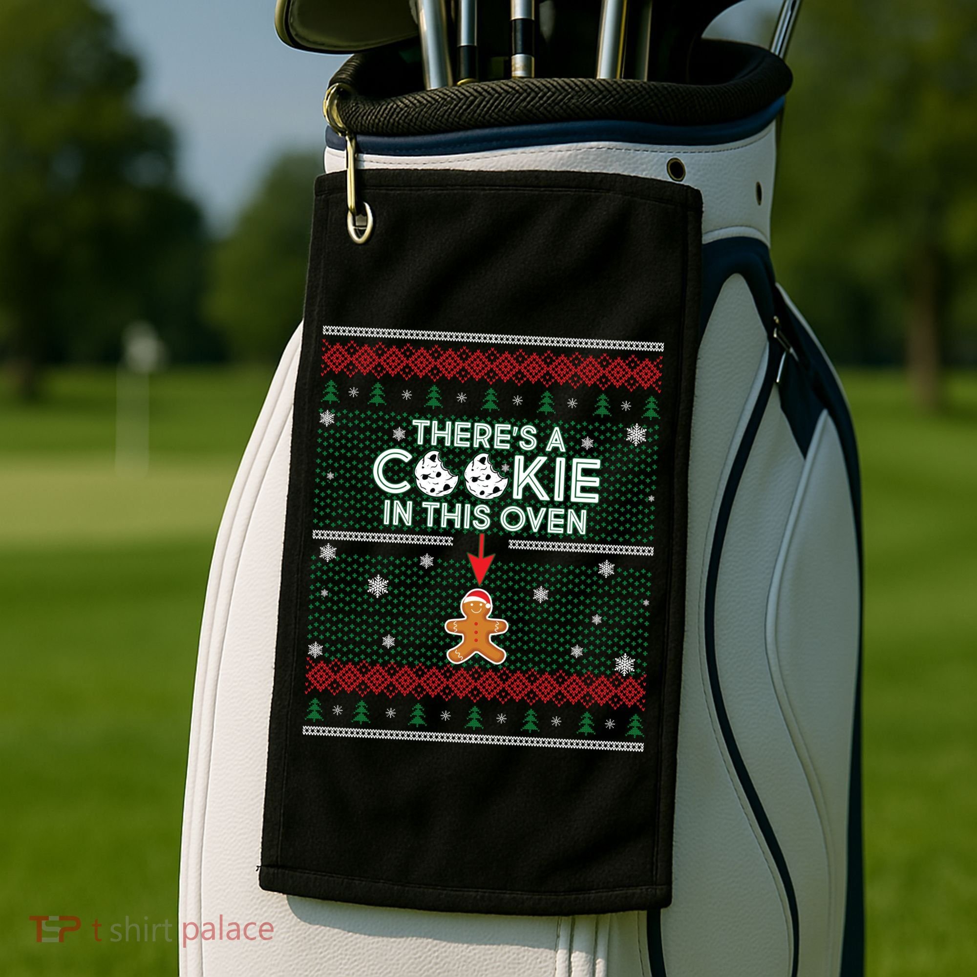 There's A Cookie In This Oven Ugly Christmas Sweater Golf Towel