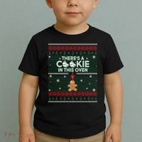 There's A Cookie In This Oven Ugly Christmas Sweater Toddler T-Shirt thumb 2
