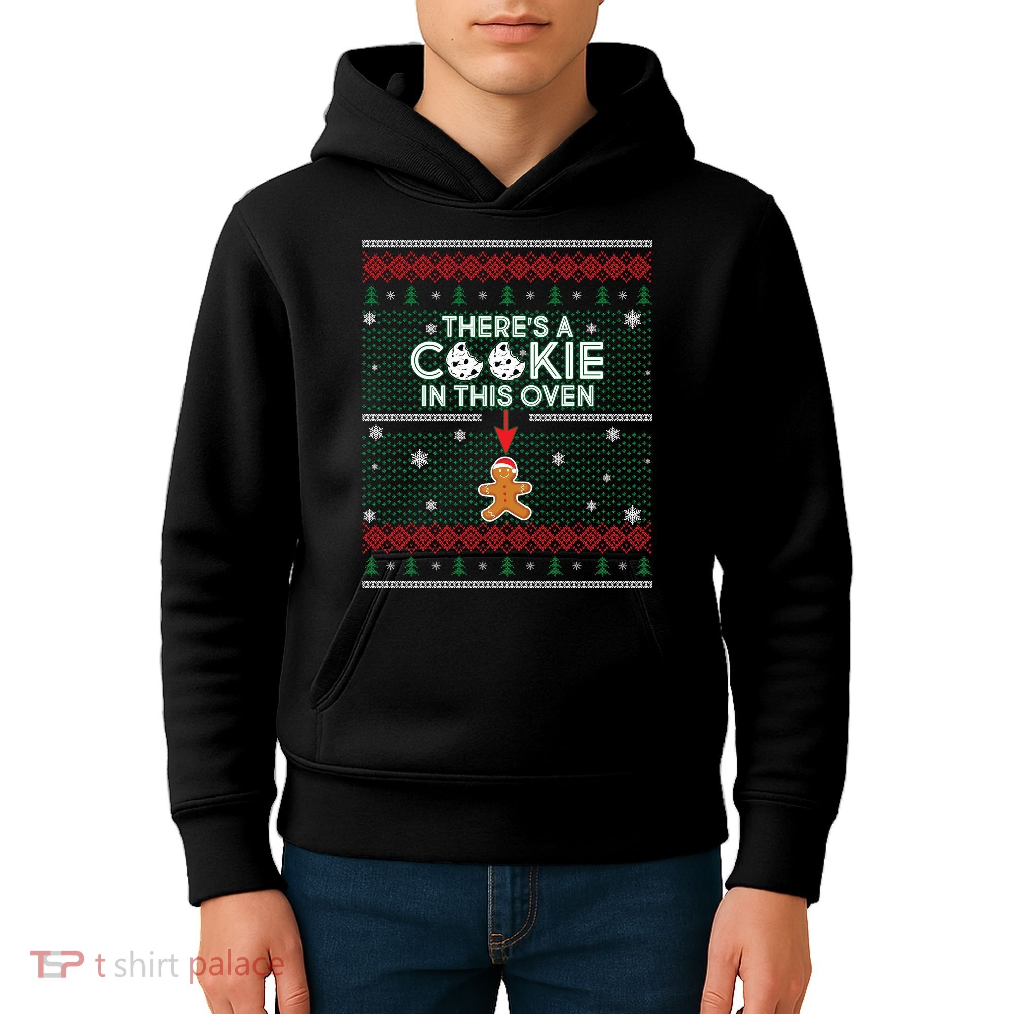 There's A Cookie In This Oven Ugly Christmas Sweater Kids Hoodie