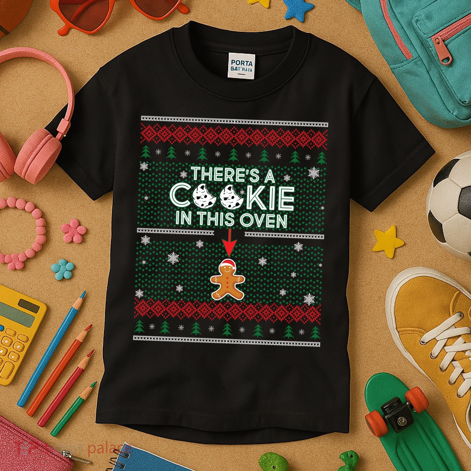 There's A Cookie In This Oven Ugly Christmas Sweater Kids T-Shirt