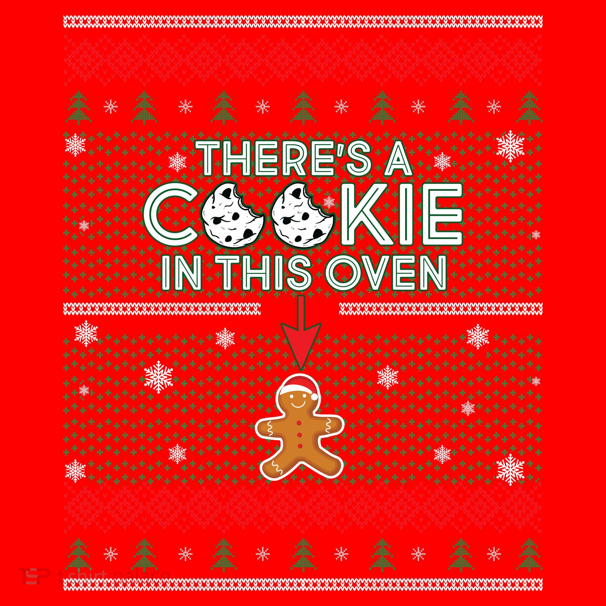 There's A Cookie In This Oven Ugly Christmas Sweater Santa Hat