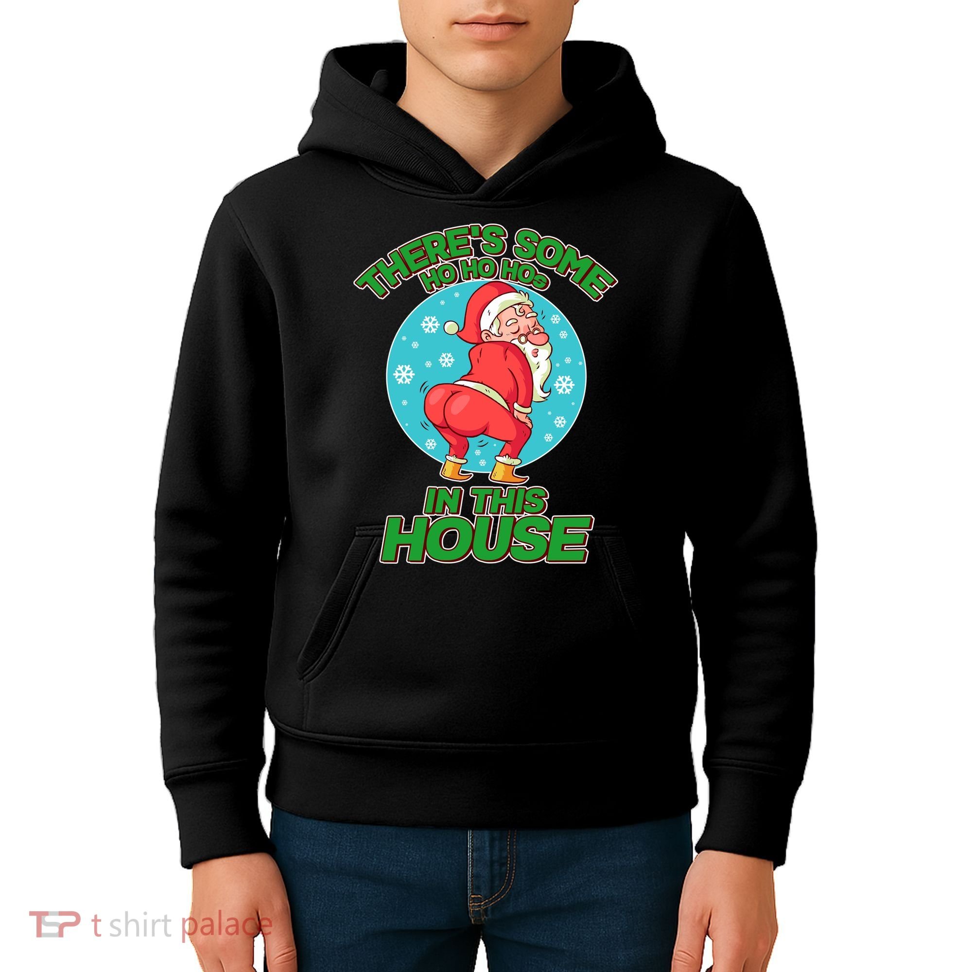 There's Some Ho Ho Hos In This House Twerking Santa Kids Hoodie