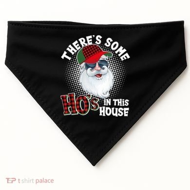 There's Some Ho's In This House Plaid Santa USA-Made Doggie Bandana