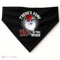 There's Some Ho's In This House Plaid Santa USA-Made Doggie Bandana thumb 0