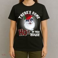 There's Some Ho's In This House Plaid Santa T-Shirt thumb 4