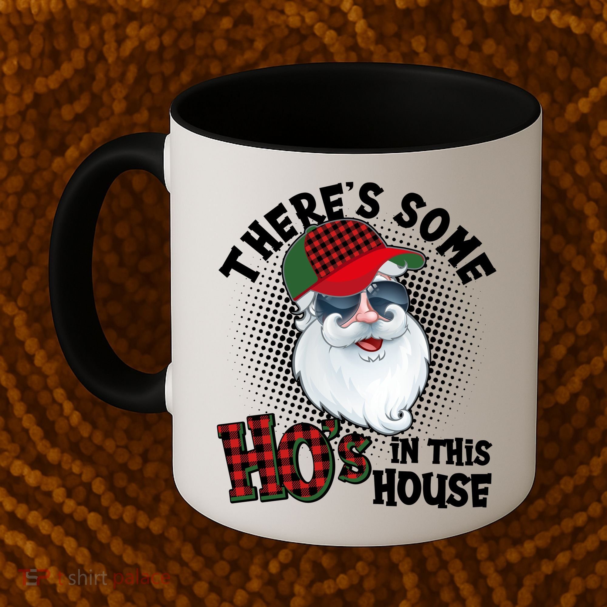 There's Some Ho's In This House Plaid Santa Coffee Mug