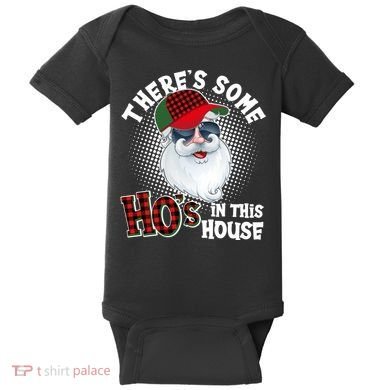 There's Some Ho's In This House Plaid Santa Baby Bodysuit