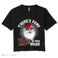 There's Some Ho's In This House Plaid Santa Women's Crop Top Tee thumb 0