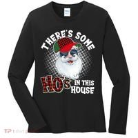 There's Some Ho's In This House Plaid Santa Women's Long Sleeve Shirt thumb 0