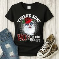 There's Some Ho's In This House Plaid Santa Women's T-Shirt thumb 3
