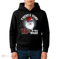 There's Some Ho's In This House Plaid Santa Kids Hoodie thumb 4