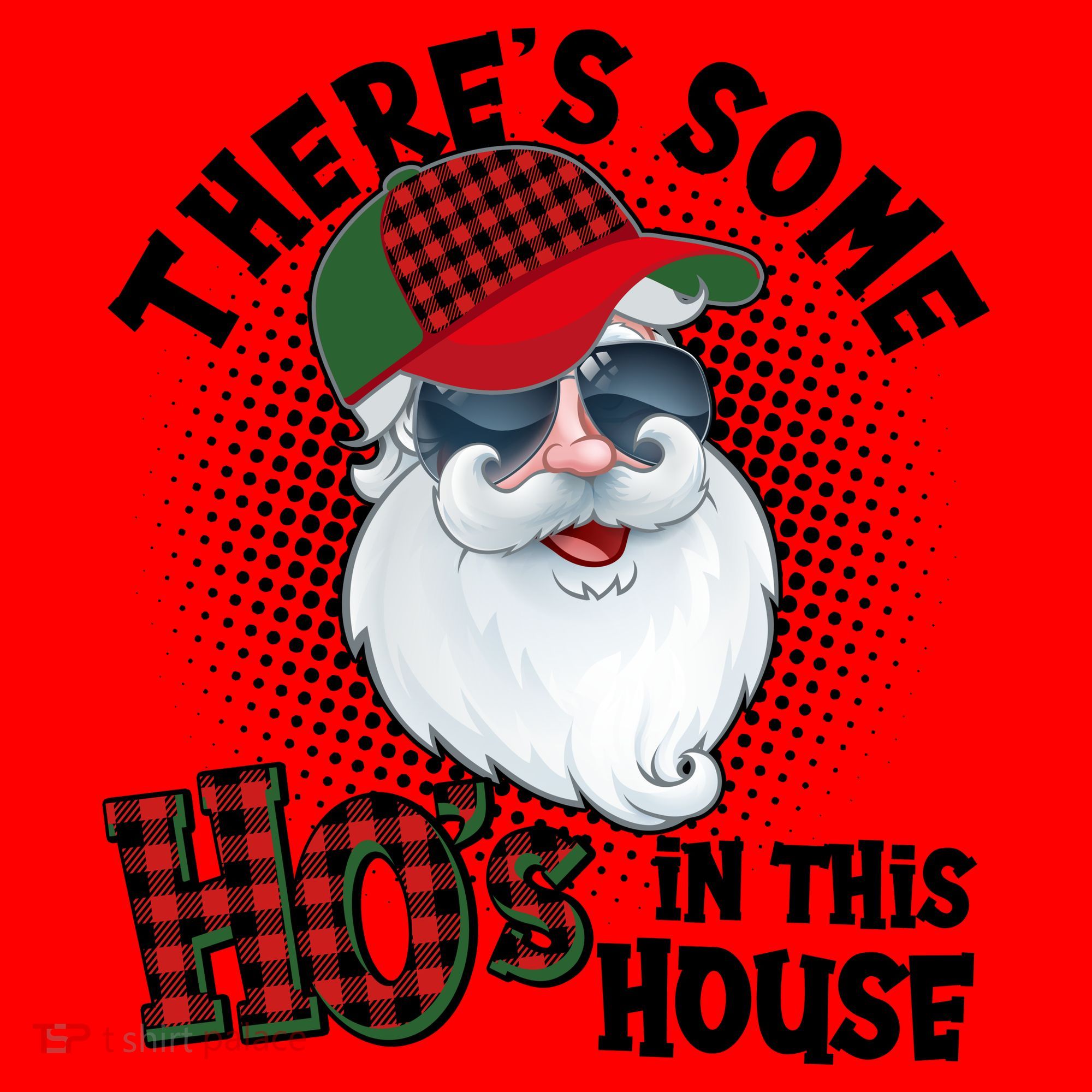 There's Some Ho's In This House Plaid Santa Santa Hat