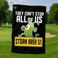 They Can't Stop Us All Storm Area 51 Alien Running Golf Towel thumb 1