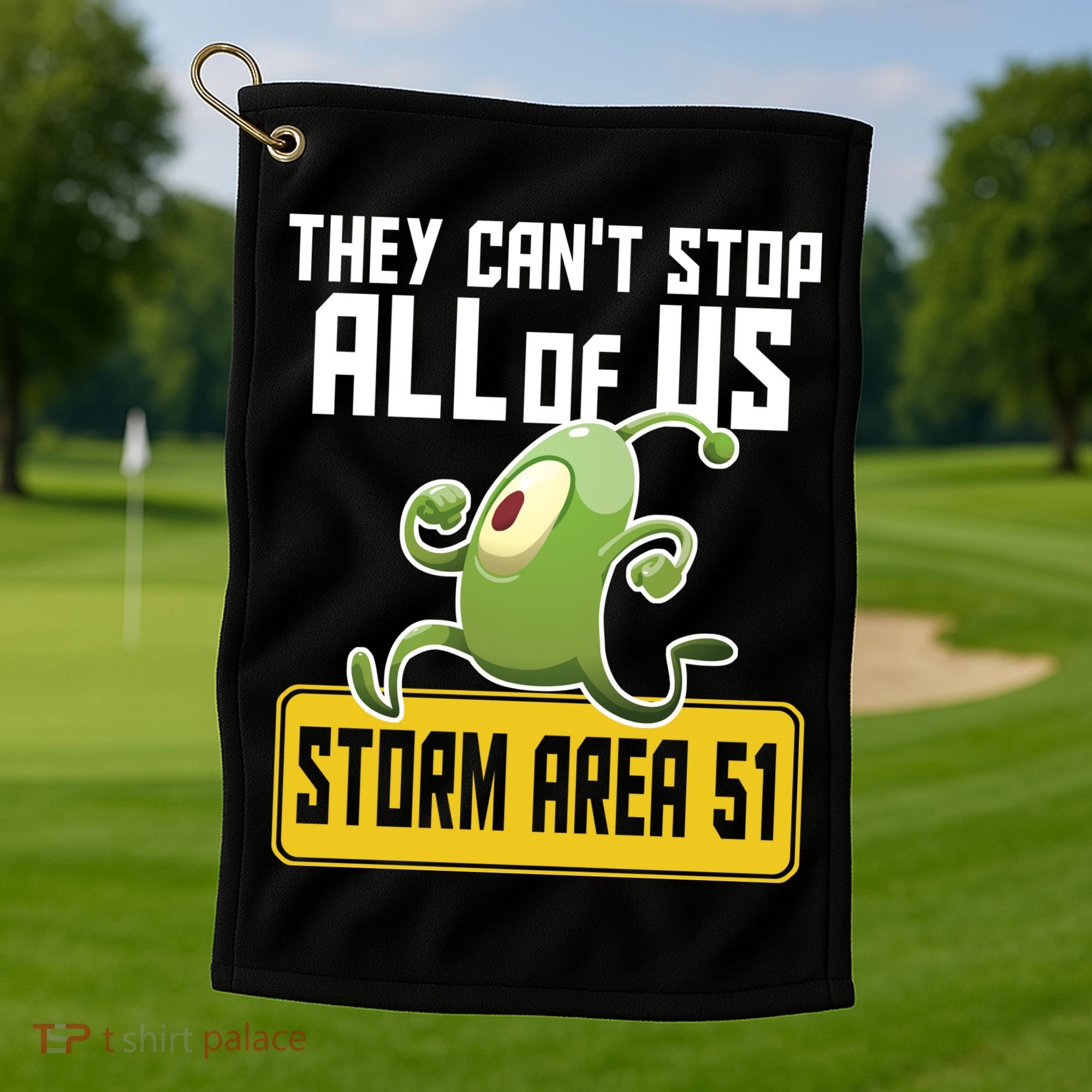 They Can't Stop Us All Storm Area 51 Alien Running Golf Towel