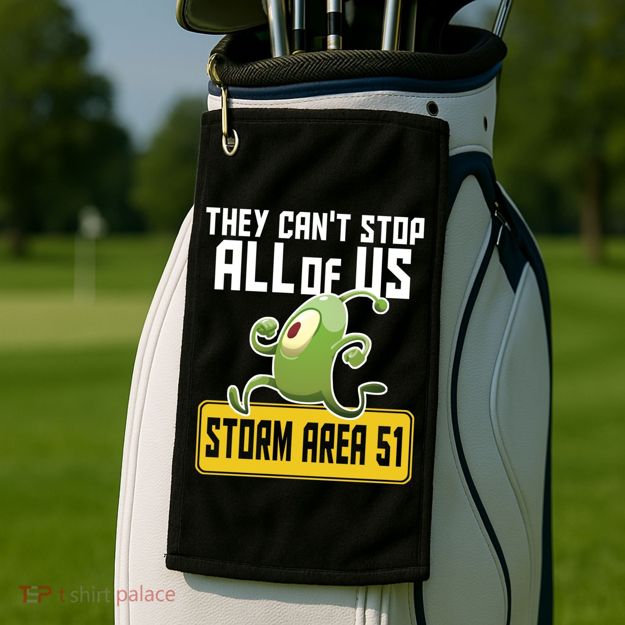 They Can't Stop Us All Storm Area 51 Alien Running Golf Towel