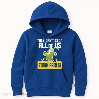 They Can't Stop Us All Storm Area 51 Alien Running Kids Hoodie