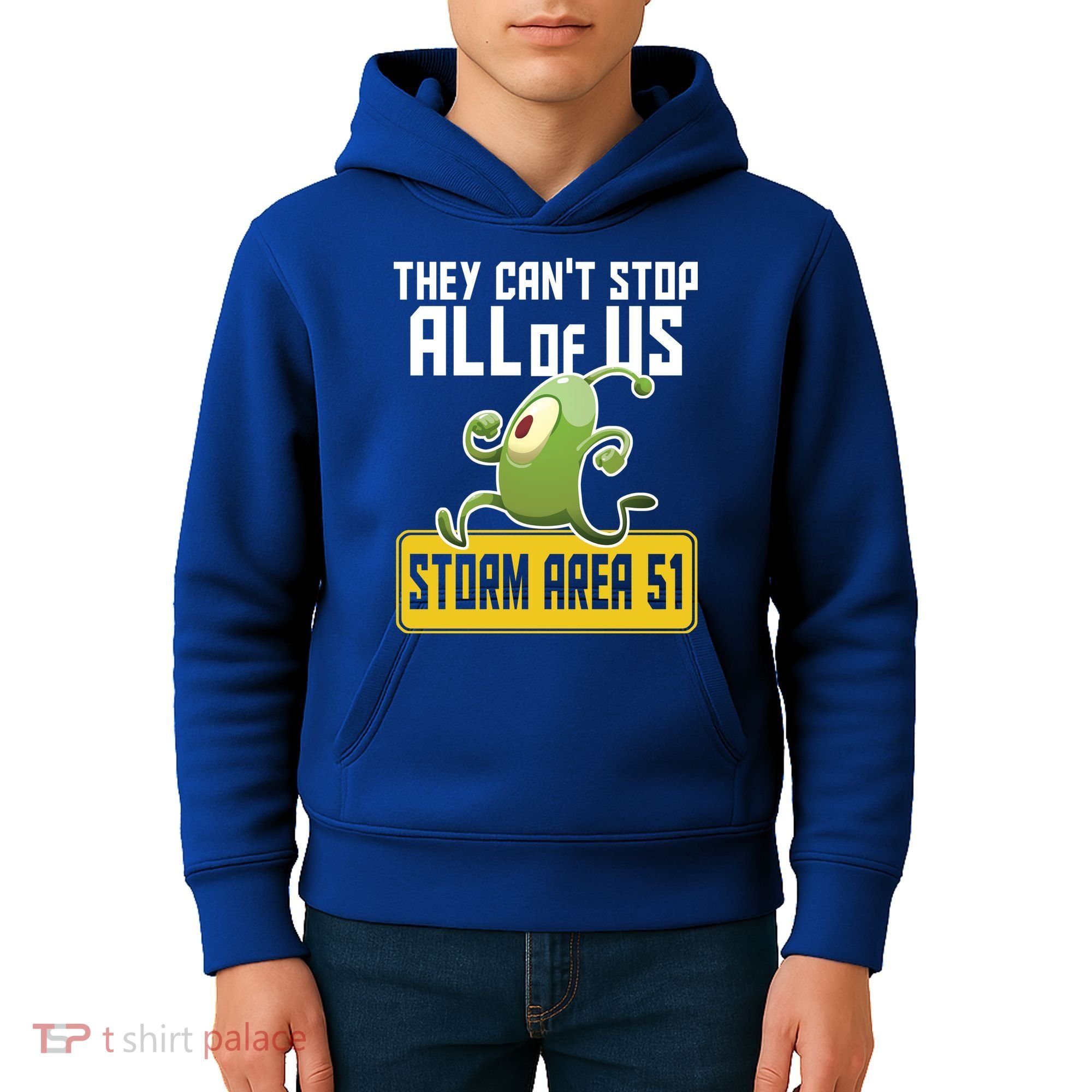 They Can't Stop Us All Storm Area 51 Alien Running Kids Hoodie