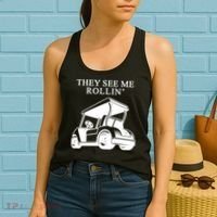 They See Me Rollin Funny Golf Cart Women's Tank Top thumb 2