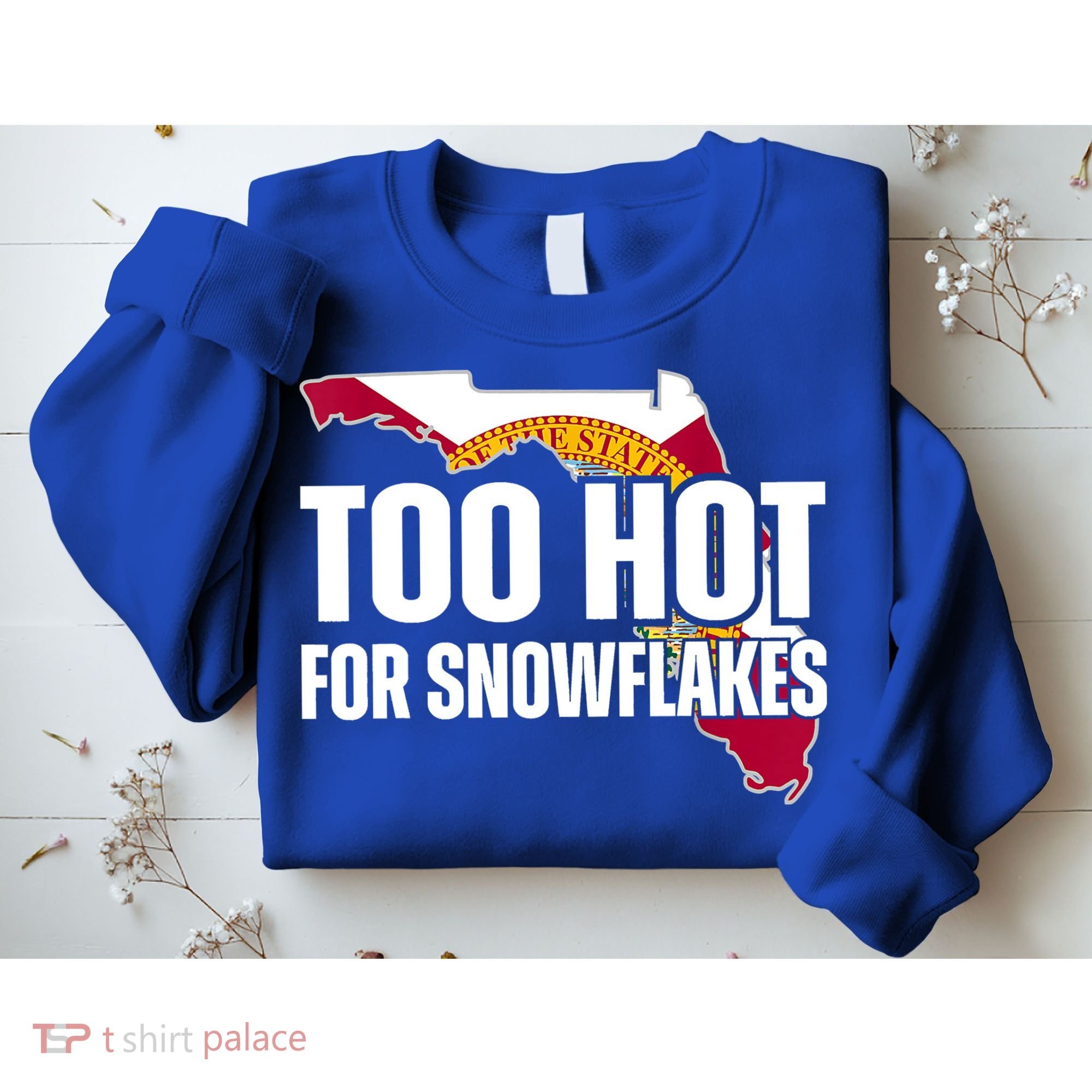 Too Hot For Snowflakes Florida Flag Map State Funny Saying Sweatshirt