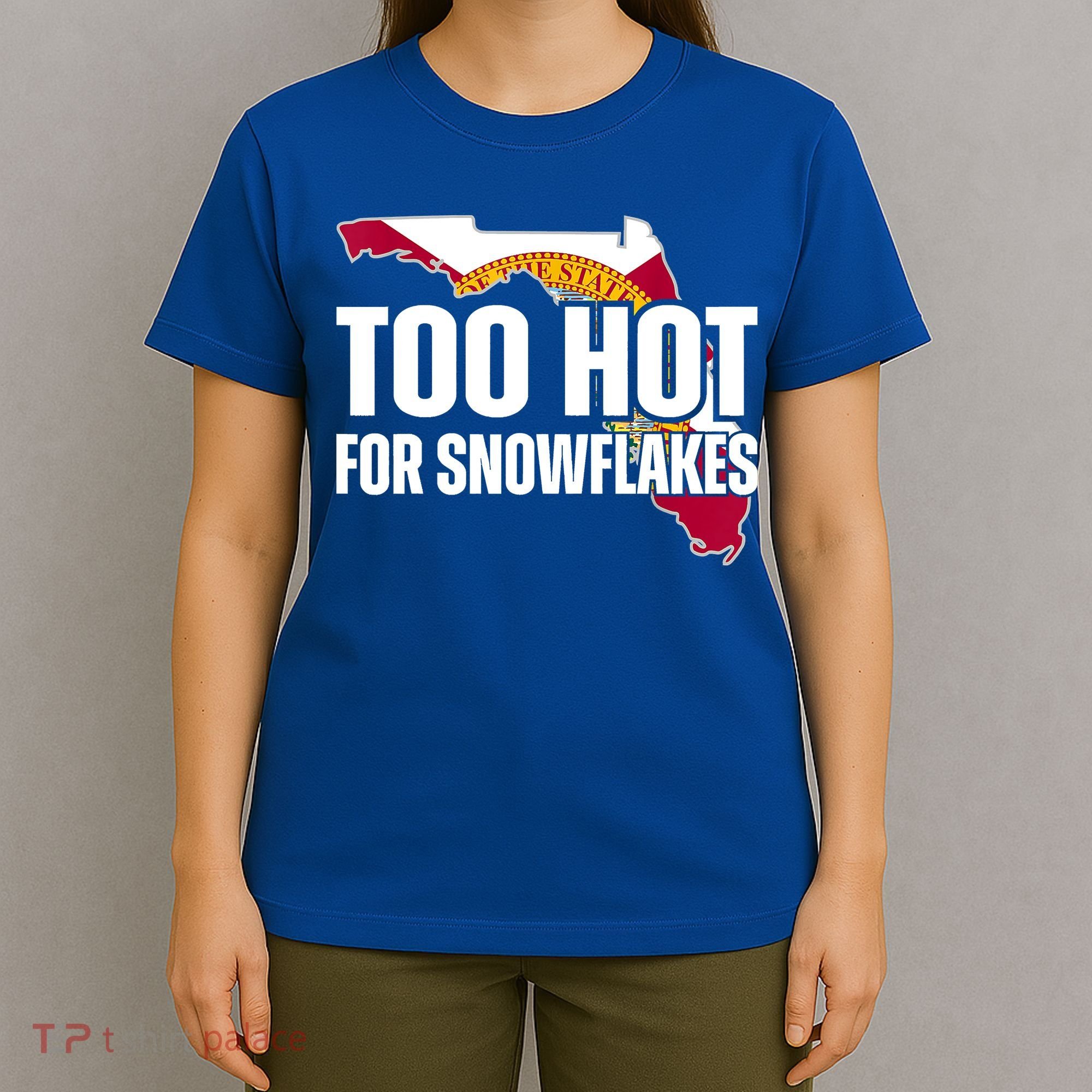 Too Hot For Snowflakes Florida Flag Map State Funny Saying T-Shirt