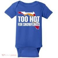 Too Hot For Snowflakes Florida Flag Map State Funny Saying Baby Bodysuit thumb 0