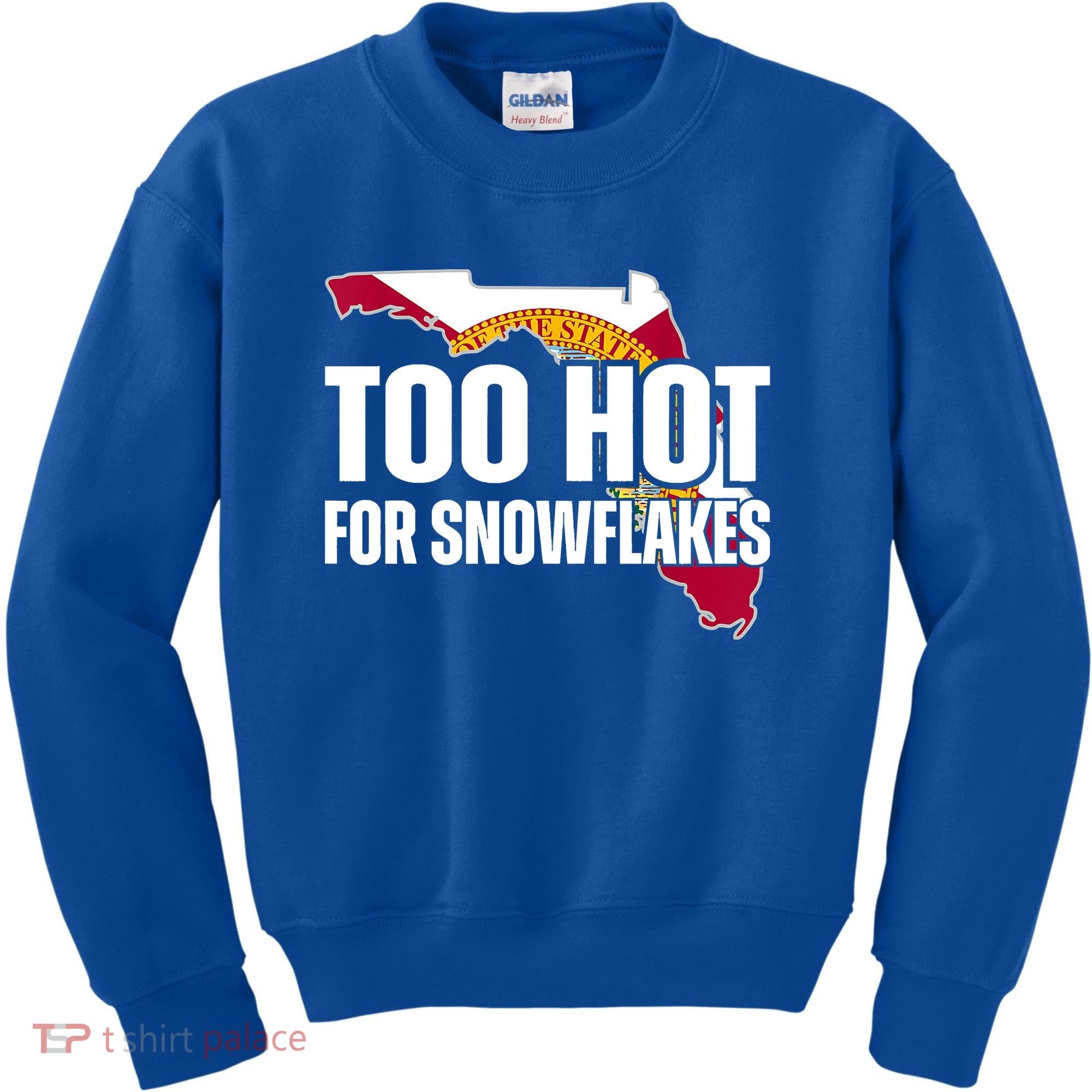 Too Hot For Snowflakes Florida Flag Map State Funny Saying Kids Sweatshirt