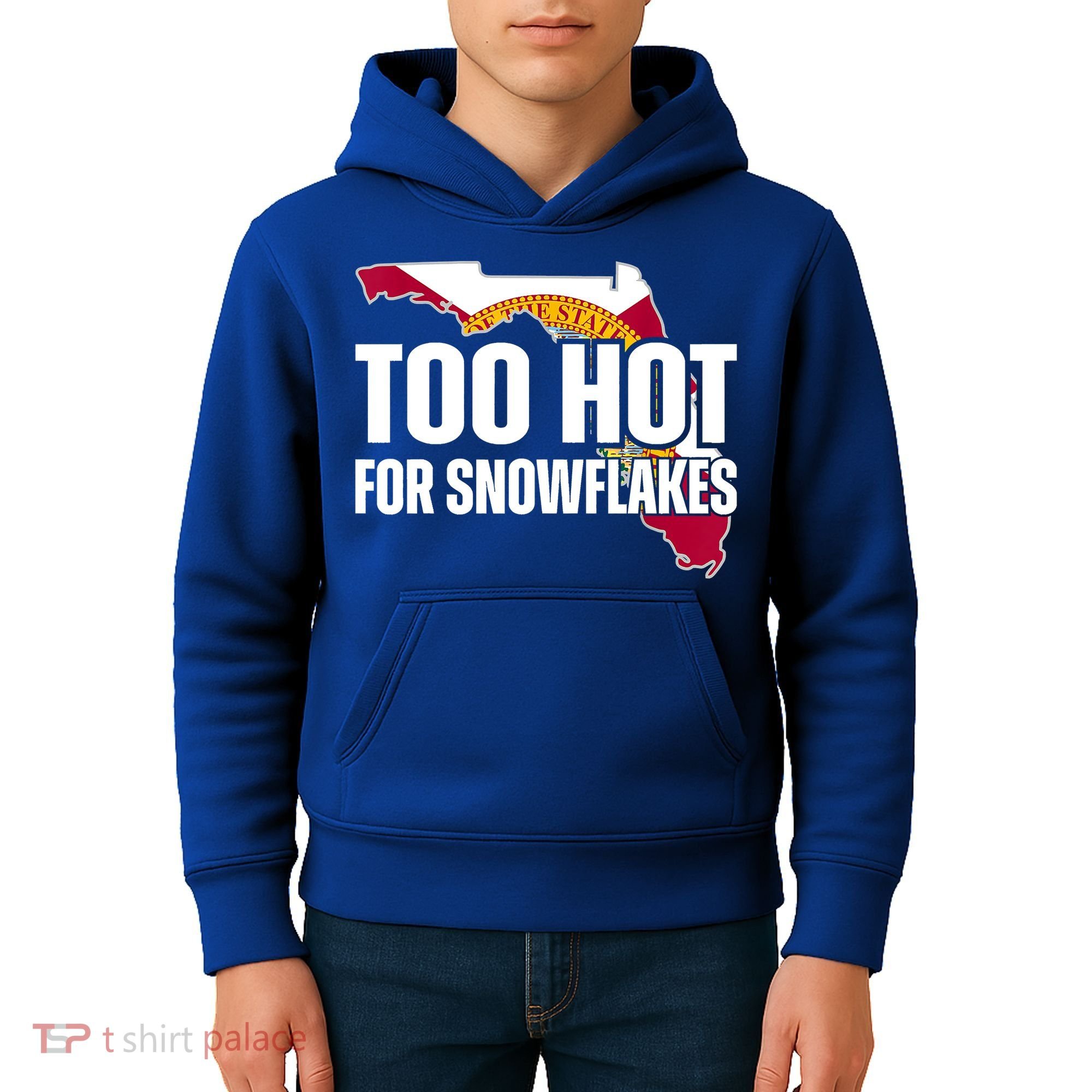 Too Hot For Snowflakes Florida Flag Map State Funny Saying Kids Hoodie