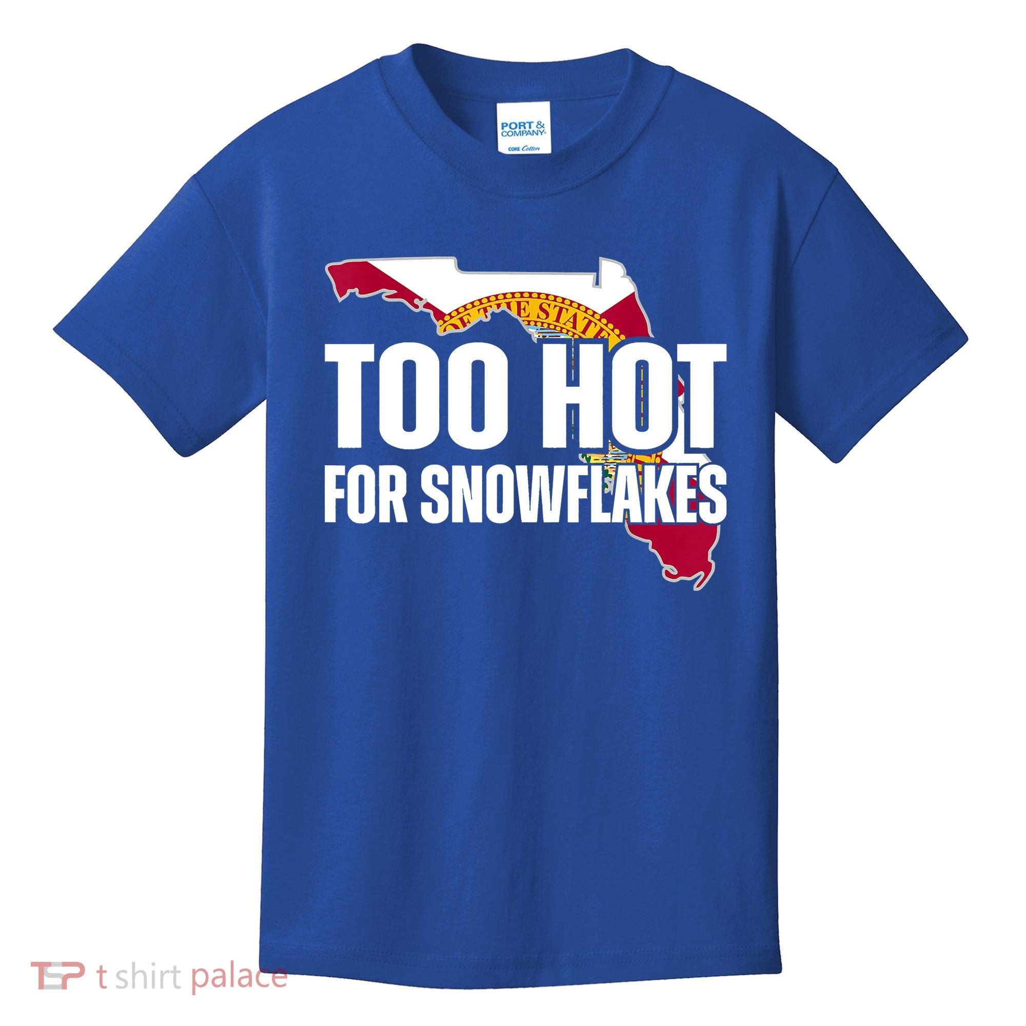 Too Hot For Snowflakes Florida Flag Map State Funny Saying Kids T-Shirt