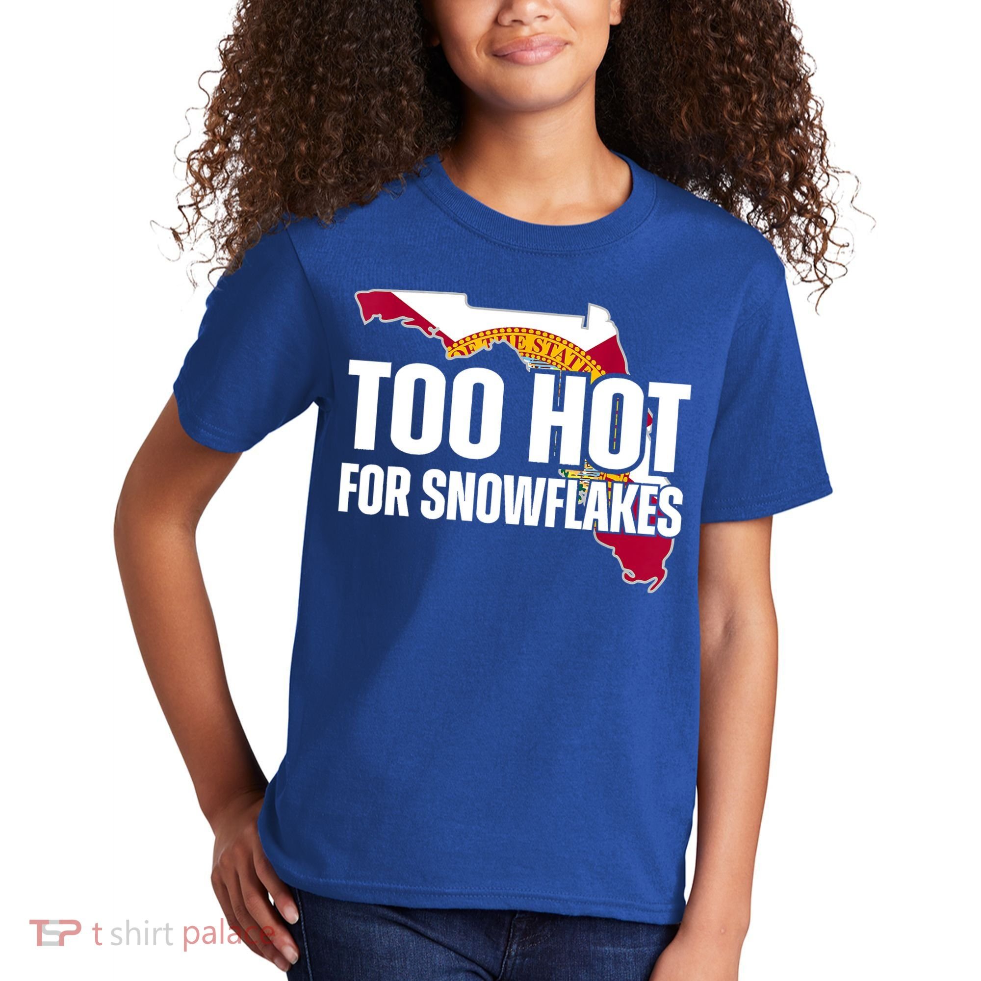 Too Hot For Snowflakes Florida Flag Map State Funny Saying Kids T-Shirt