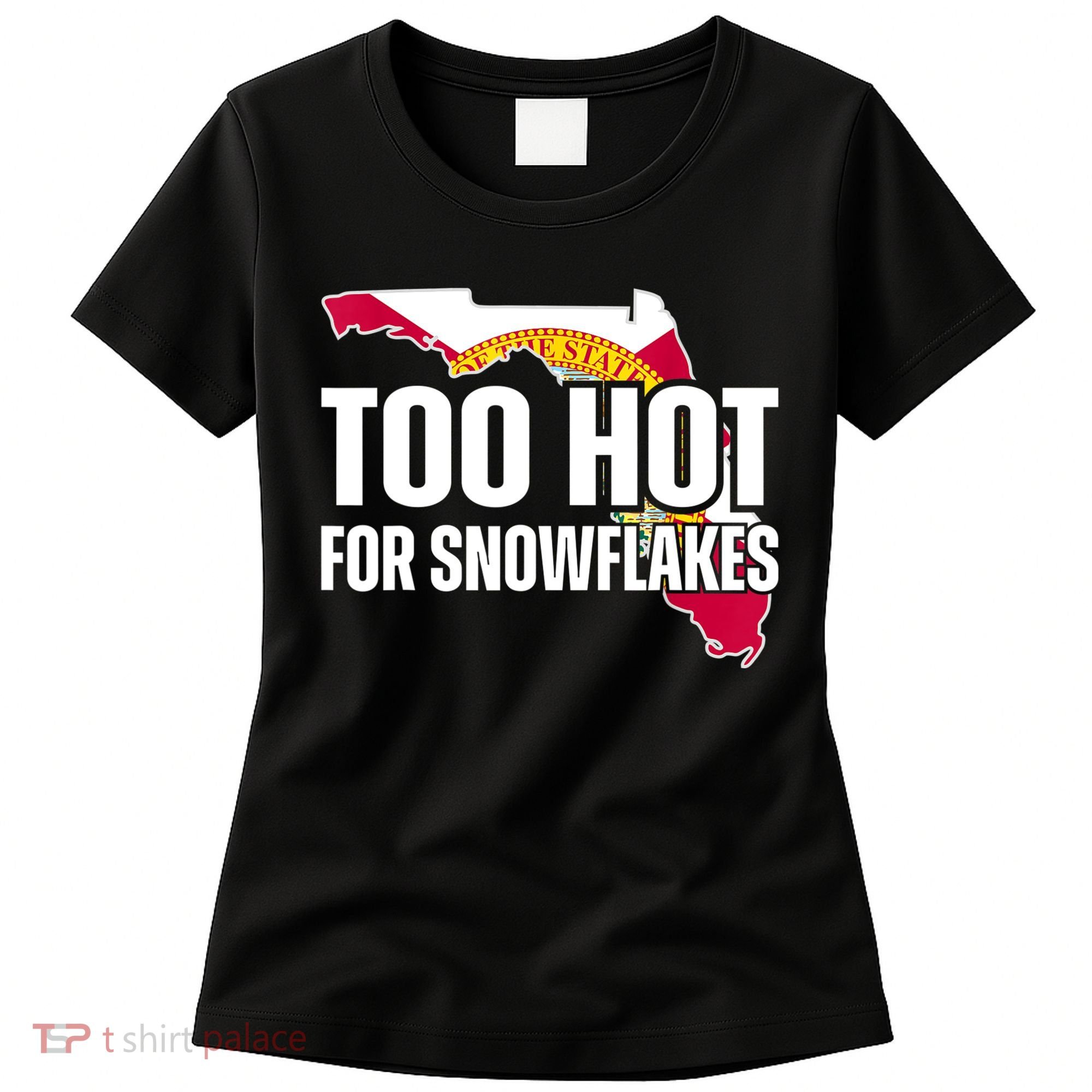 Too Hot For Snowflakes Florida Flag Map State Funny Saying Women's T-Shirt