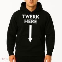 Twerk Here Funny Arrow Down Hoodie thumb 2