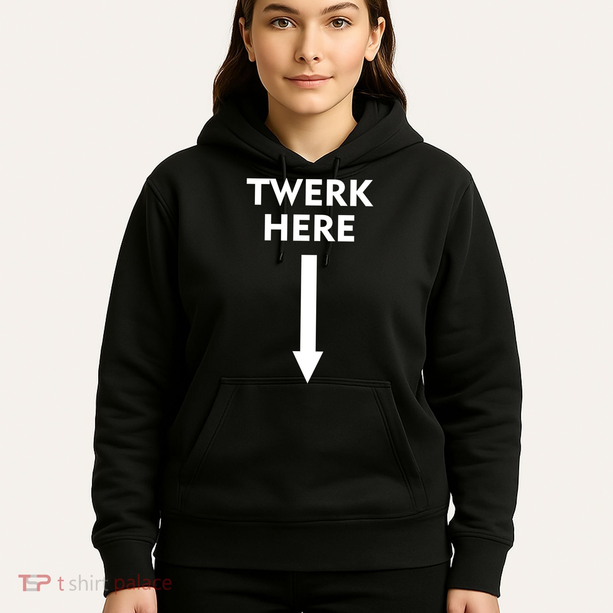 Twerk Here Funny Arrow Down Hoodie