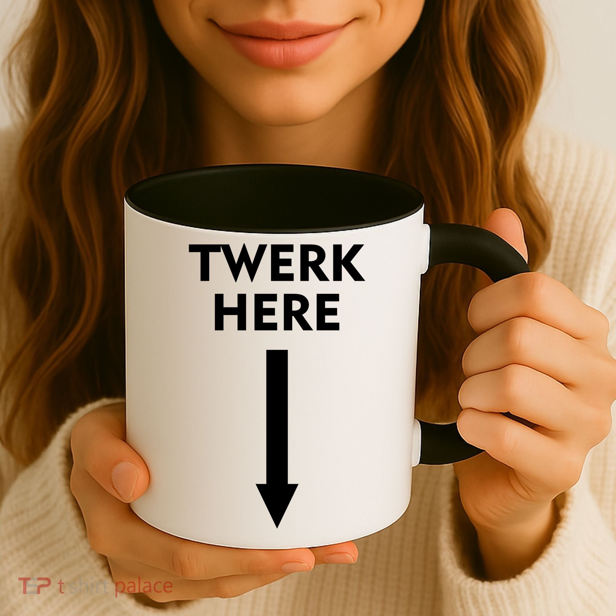 Twerk Here Funny Arrow Down Coffee Mug
