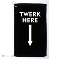 Twerk Here Funny Arrow Down Golf Towel thumb 0