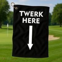 Twerk Here Funny Arrow Down Golf Towel thumb 1