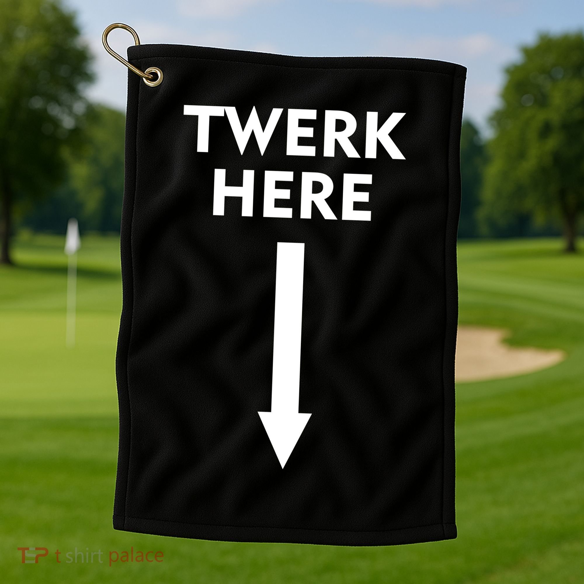 Twerk Here Funny Arrow Down Golf Towel